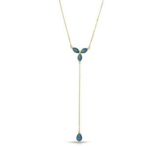 New Necklace With Created Turquoise 18K/925